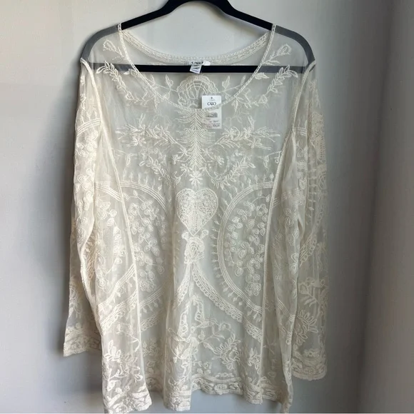 NWT Cato Delicate Lace Blouse - Large - Picture 2 of 14